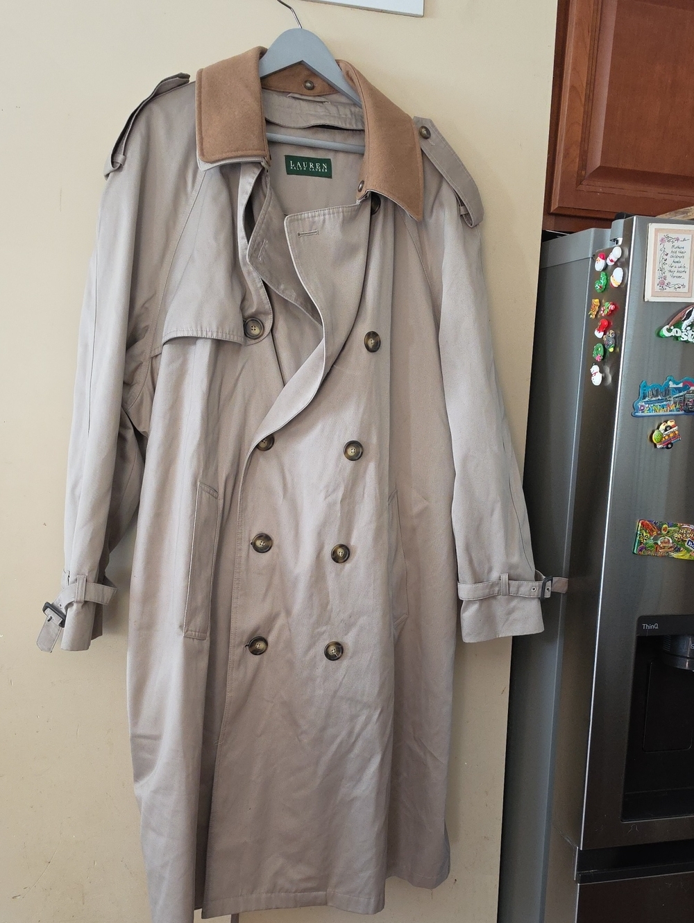 Ralph Lauren Beige Trench Coat with Tan Collar